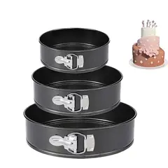 GENERICO - Set 3 Moldes Desmontables Para Queque Bizcochos Repostería Negro