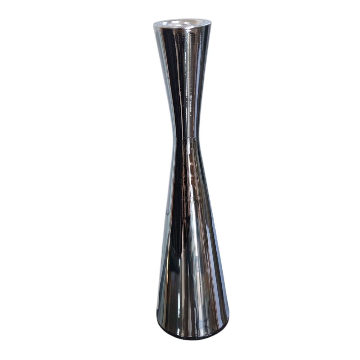 HOME ESSENTIALS - Candelabro de metal plateado 19 cm