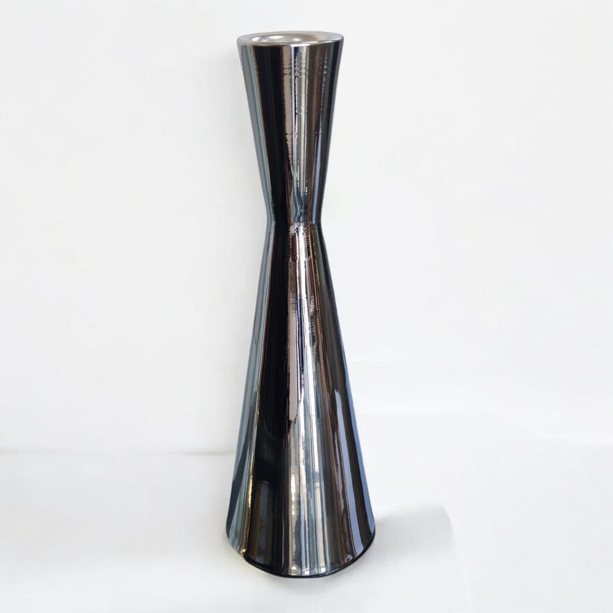 HOME ESSENTIALS - Candelabro de metal plateado 19 cm