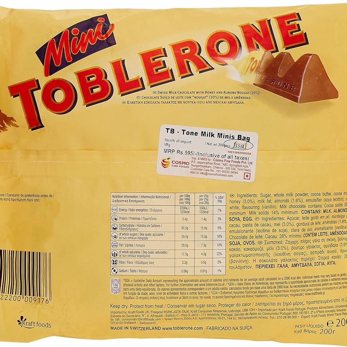 TOBLERONE - Toblerone Tiny Chocolate Leche 200 g