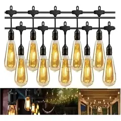 GENERICO - Guirnalda 10 metros con 10 Ampolletas Led E27 Exterior Incluidas Terraza Eventos Color Negro