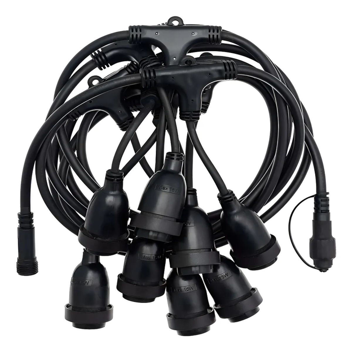 GENERICO - Guirnalda 10 metros con 10 Ampolletas Led E27 Exterior Incluidas Terraza Eventos Color Negro