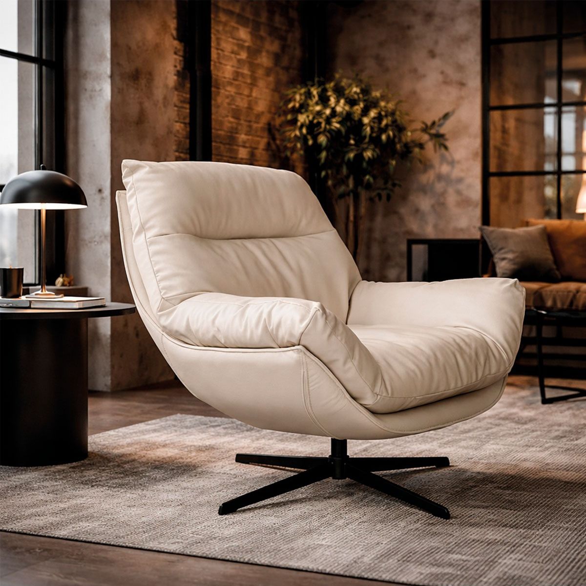 BROOKMAN - Poltrona Furano Ecocuero Gris con Base de Fierro 80x85X96 cm