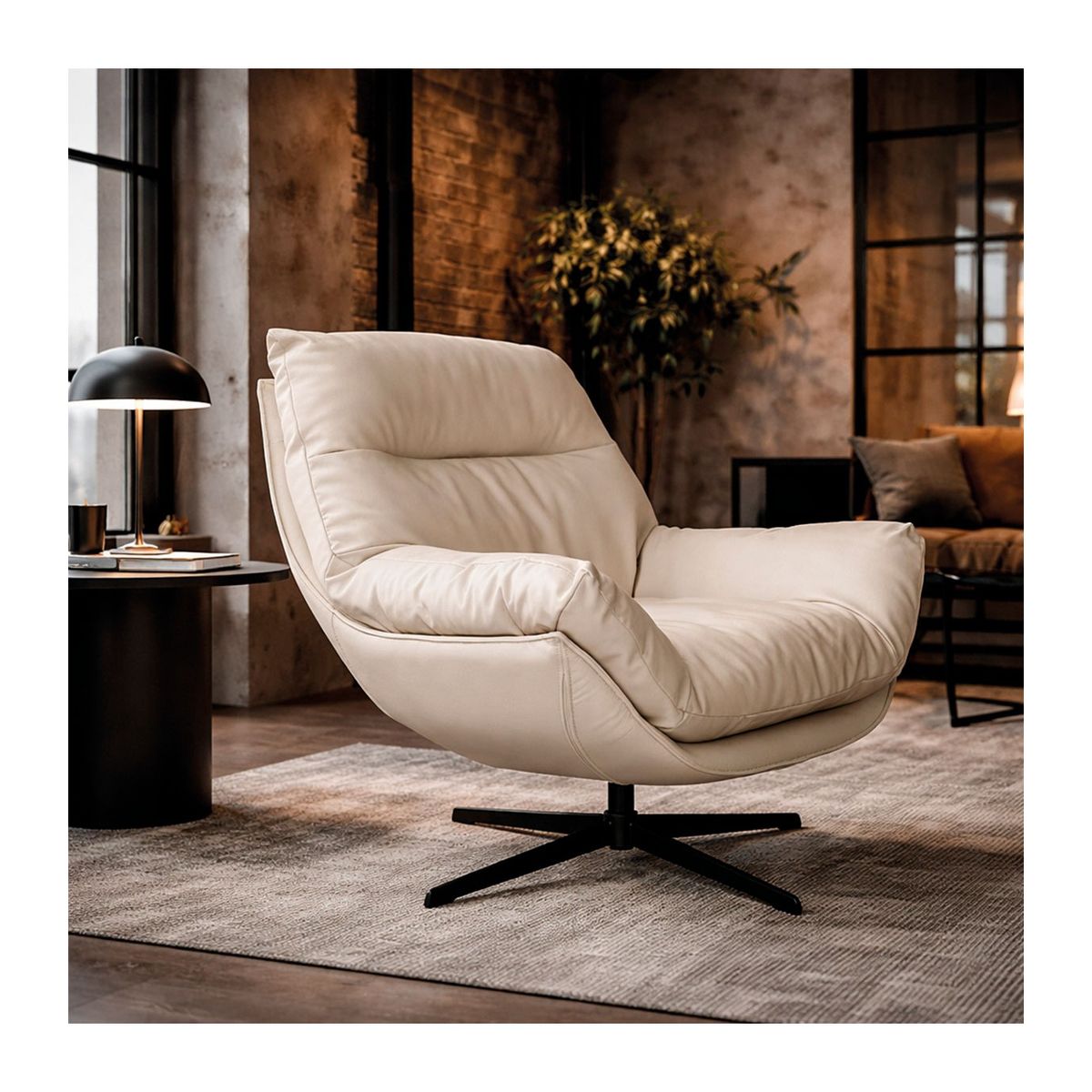 BROOKMAN - Poltrona Furano Ecocuero Gris con Base de Fierro 80x85X96 cm