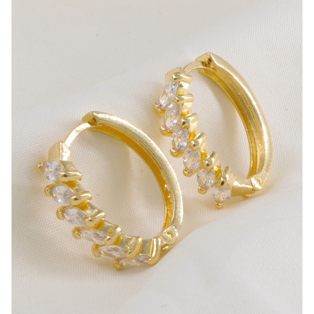 GENERICO - Arete Candonga Presión Cristal Erupsa Oro Laminado 18k