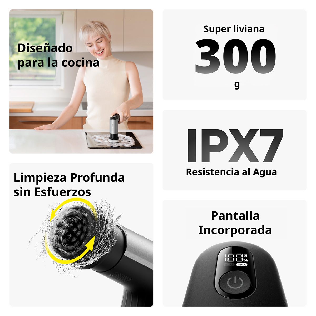 HOTO - HOTO Cepillo de Limpieza Eléctrico Cocina