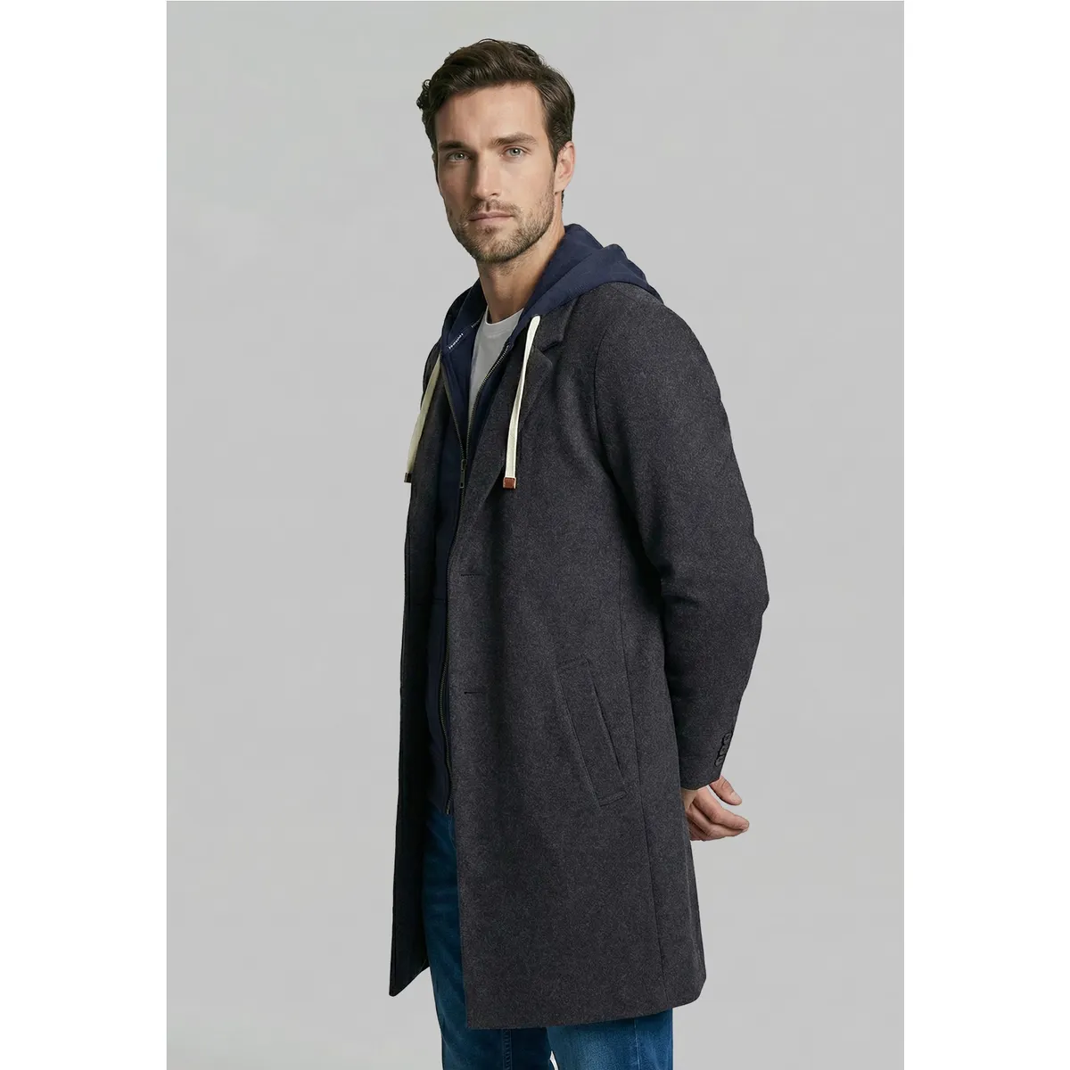 FEROUCH - Abrigo Clásico Houston Dk Grey Melange Ferouch