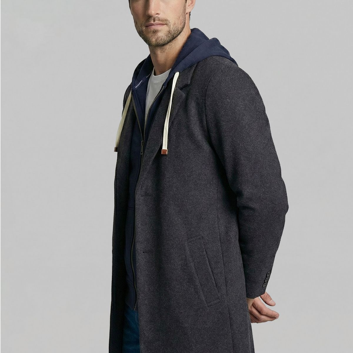 FEROUCH - Abrigo Clásico Houston Dk Grey Melange Ferouch