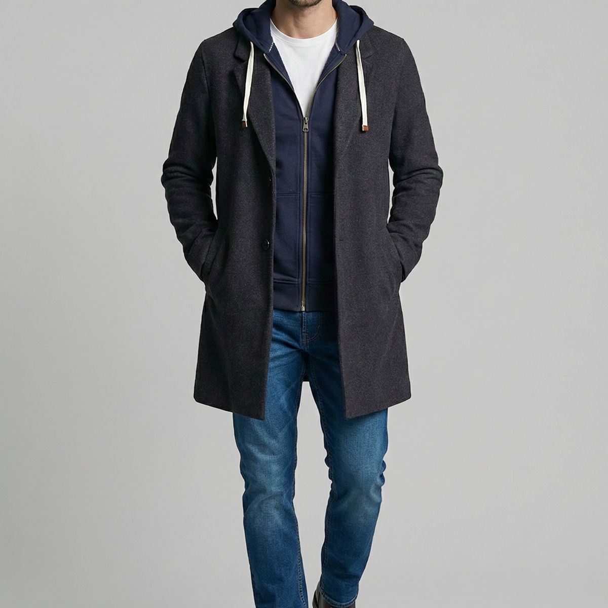 FEROUCH - Abrigo Clásico Houston Dk Grey Melange Ferouch