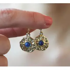 GENERICO - Aros Aretes Colgates Piedra Azul Boho Acero Inoxidable