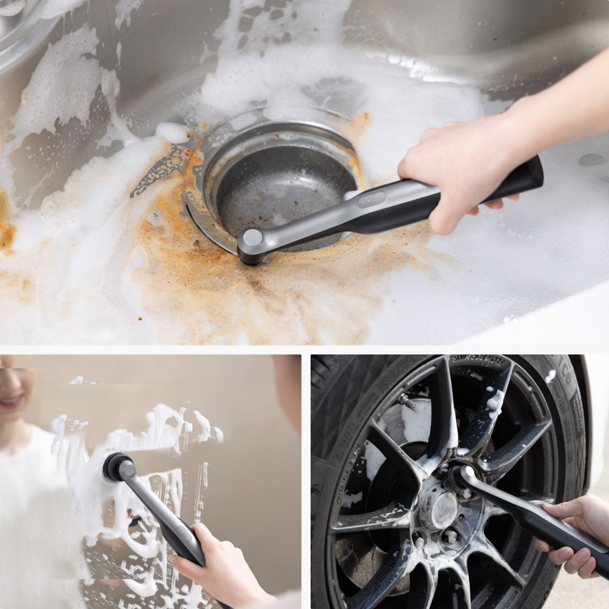 HOTO - HOTO Cepillo de Limpieza Eléctrico Wand - Incluye 12 piezas