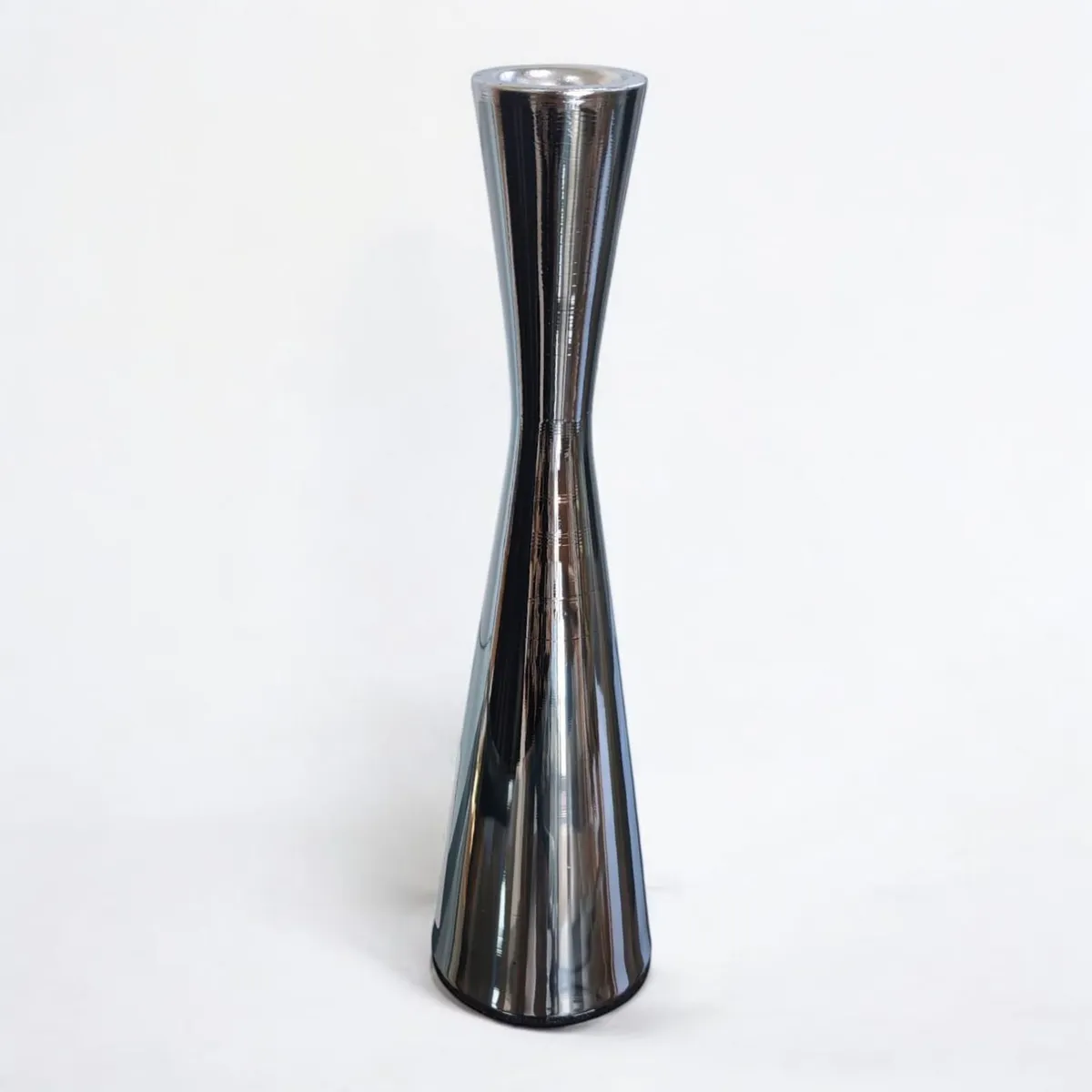 HOME ESSENTIALS - Candelabro de metal plateado 22 cm