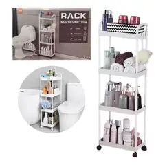 GENERICO - Organizador Estante Esquinero Baño De 4 Niveles Con Ruedas