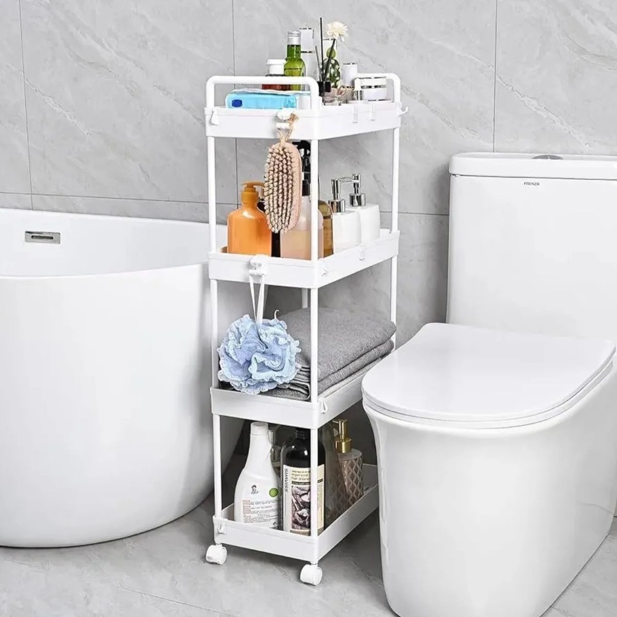 GENERICO - Carro Organizador Estante De Baño / Cocina De 4 Niveles Con Ruedas