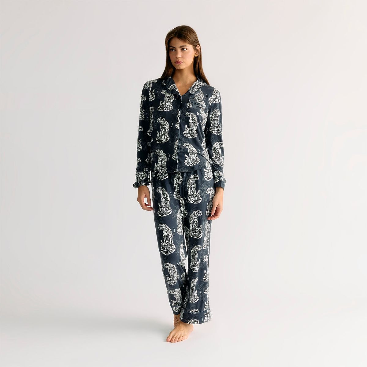 LOUNGE - Set Pijama Mujer Tigres Azul