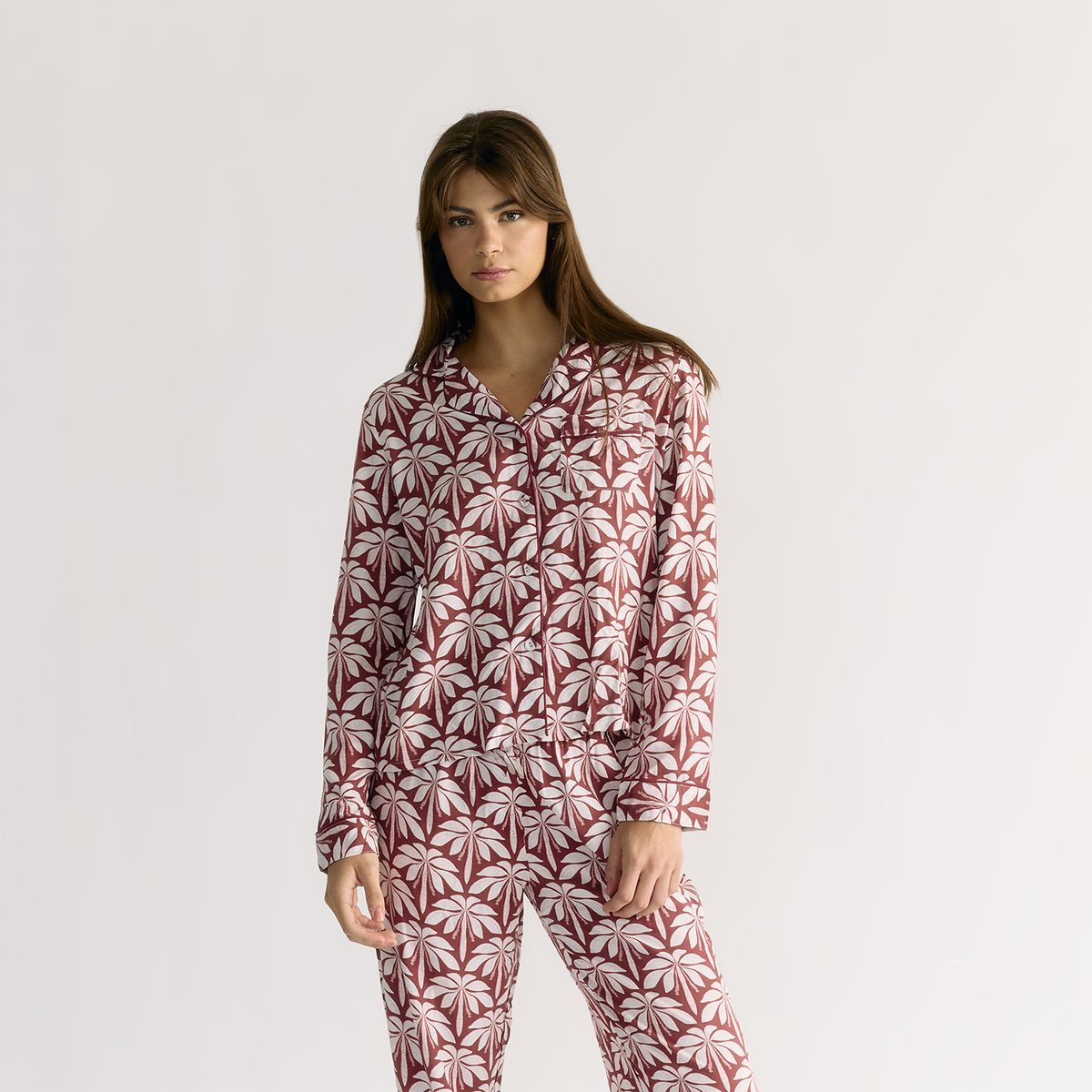 LOUNGE - Pijama Camisero Palmeras Dreamy LOUNGE
