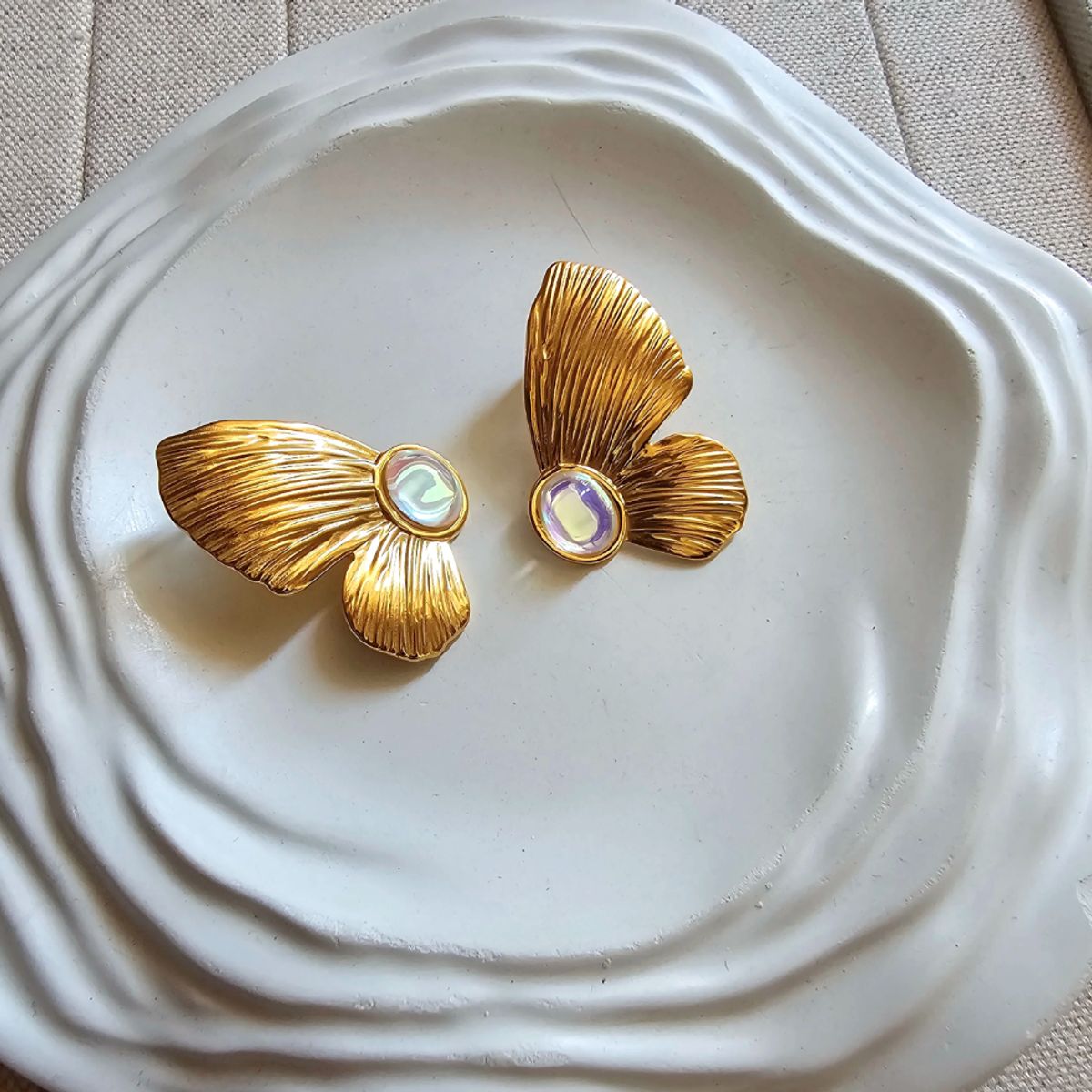 GENERICO - Aros Aretes Alas Mariposa Elegante Acero Inoxidable Mujer