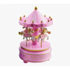 IRM - Caja De Música Carrusel Rosado Clásico Retro