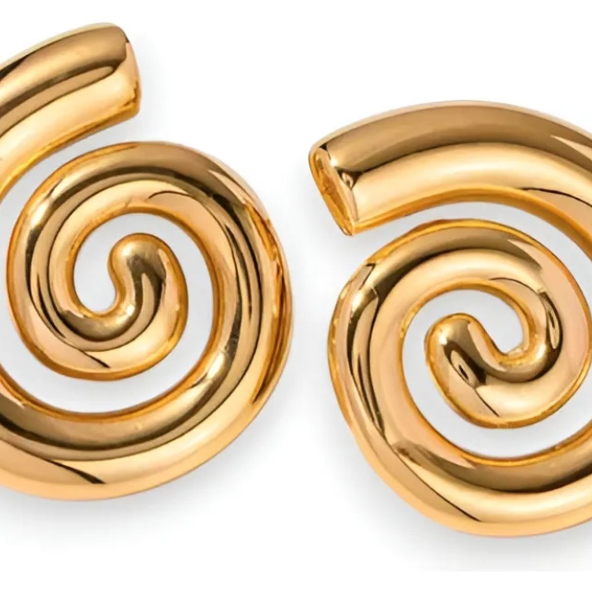 GENERICO - Aros Aretes Colgates Dorado Espiral Playa Acero Inoxidable