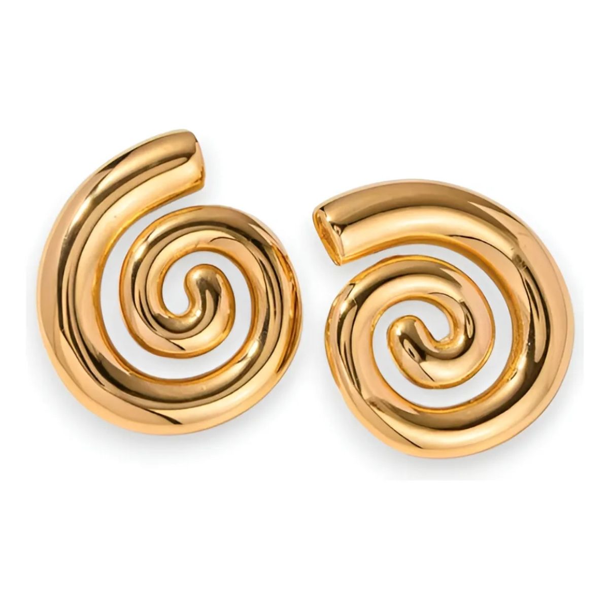 GENERICO - Aros Aretes Colgates Dorado Espiral Playa Acero Inoxidable