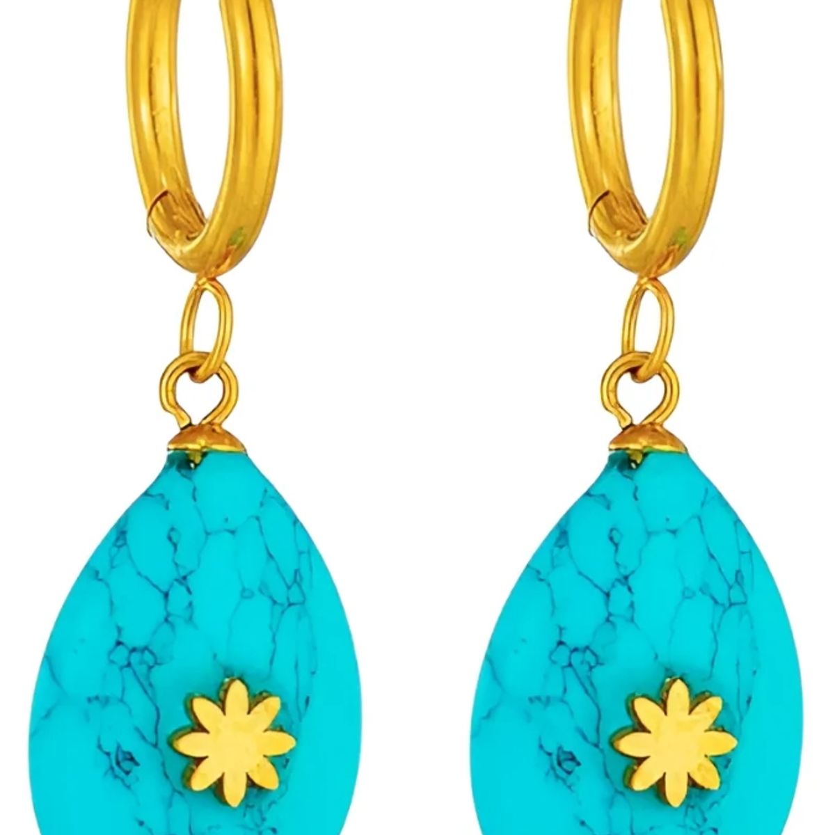 GENERICO - Aros Aretes Colgates Piedra Turquesa Boho Acero Inoxidable