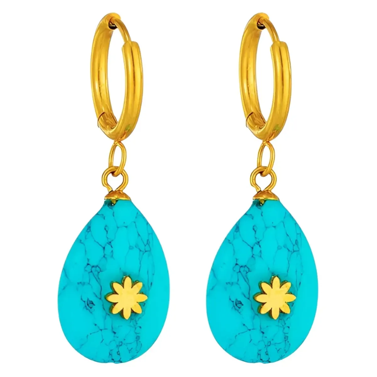GENERICO - Aros Aretes Colgates Piedra Turquesa Boho Acero Inoxidable