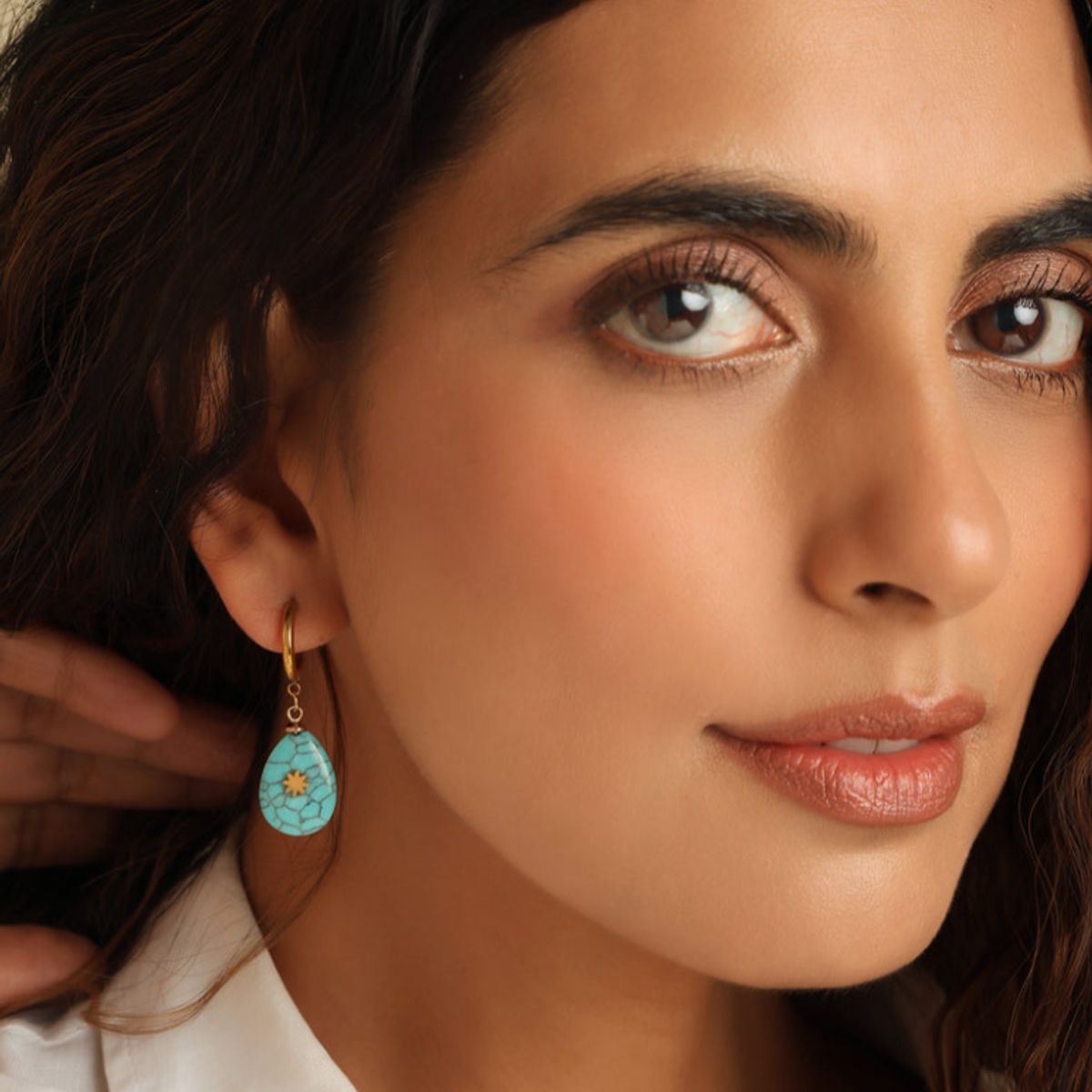 GENERICO - Aros Aretes Colgates Piedra Turquesa Boho Acero Inoxidable