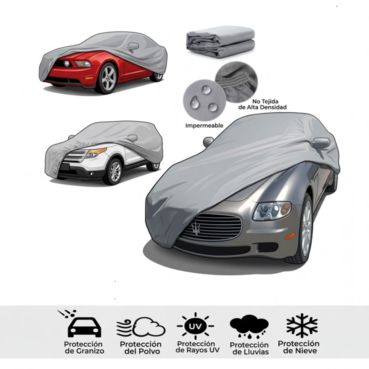 GENERICO - Funda Cubre Auto Premium Impermeable Lisa talla L