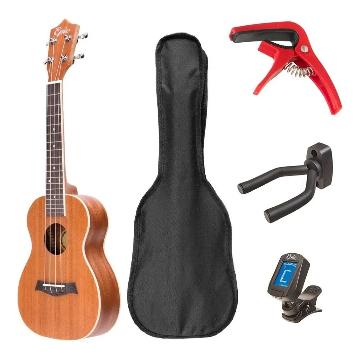 EPIC - Ukelele Tenor Epic Uk26 19trastes Funda + Soporte + Cejillo + Afinador