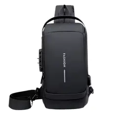 GENERICO - Bolso De Pecho Antirrobo Con Contraseña Para Hombre Bandolera De Carga USB