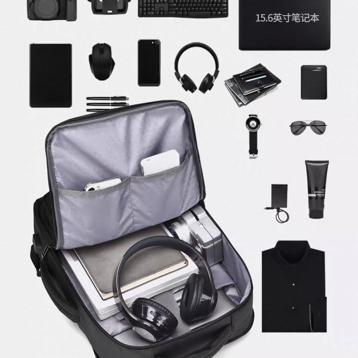 MOMO - Mochila De Viaje Para Notebook 15.6 Pulgadas Escolar Eimperm Negro Liso