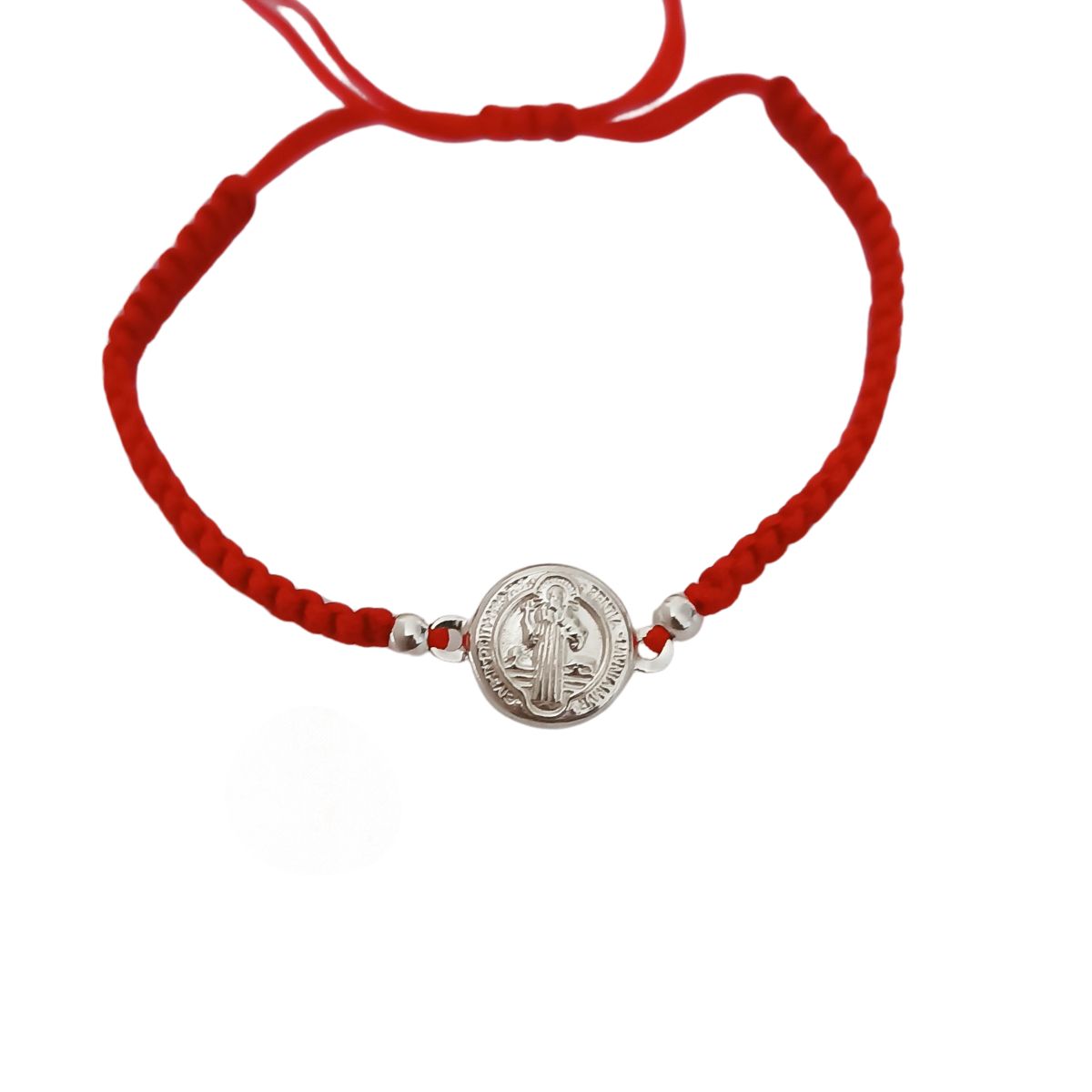 GENERICO - Pulsere de Hilo Rojo de Medalla de San Benito en plata 925