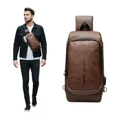 GENERICO - Bolso De Pecho Antirrobo Con Contraseña Para Hombre Bandolera De Carga USB