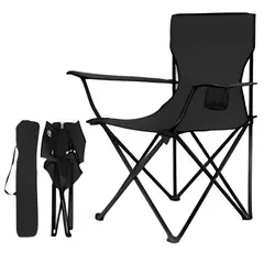 GENERICO - X2 Sillas Plegables Playa Exterior Camping Portátil Negro