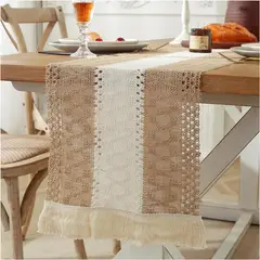 GENERICO - Camino De Mesa Estilo Macramé Con Diseño En Yute 33x180 Cm md03