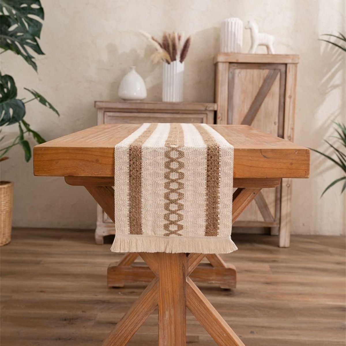 GENERICO - Camino De Mesa Estilo Macramé Con Diseño En Yute 33x180 Cm md04