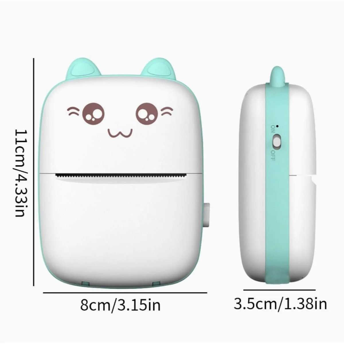 BIGBAMSPACE - Mini Impresora Térmica Portátil Bluetooth Gatito 6 Rollos