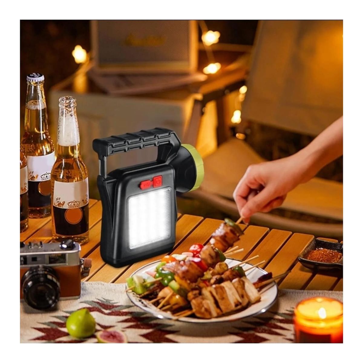 BIGBAMSPACE - Linterna Solar Portátil Recargable USB Lámpara Frontal y Lateral