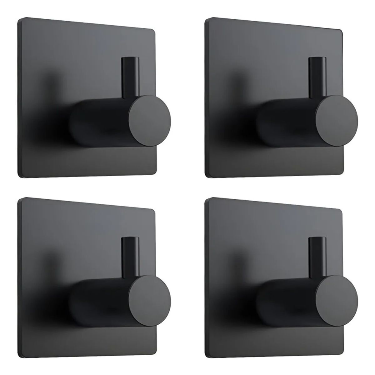 GENERICO - Gancho Adhesivo Impermeable Acero Inoxidable Para Baño 4pcs Negro BELUG