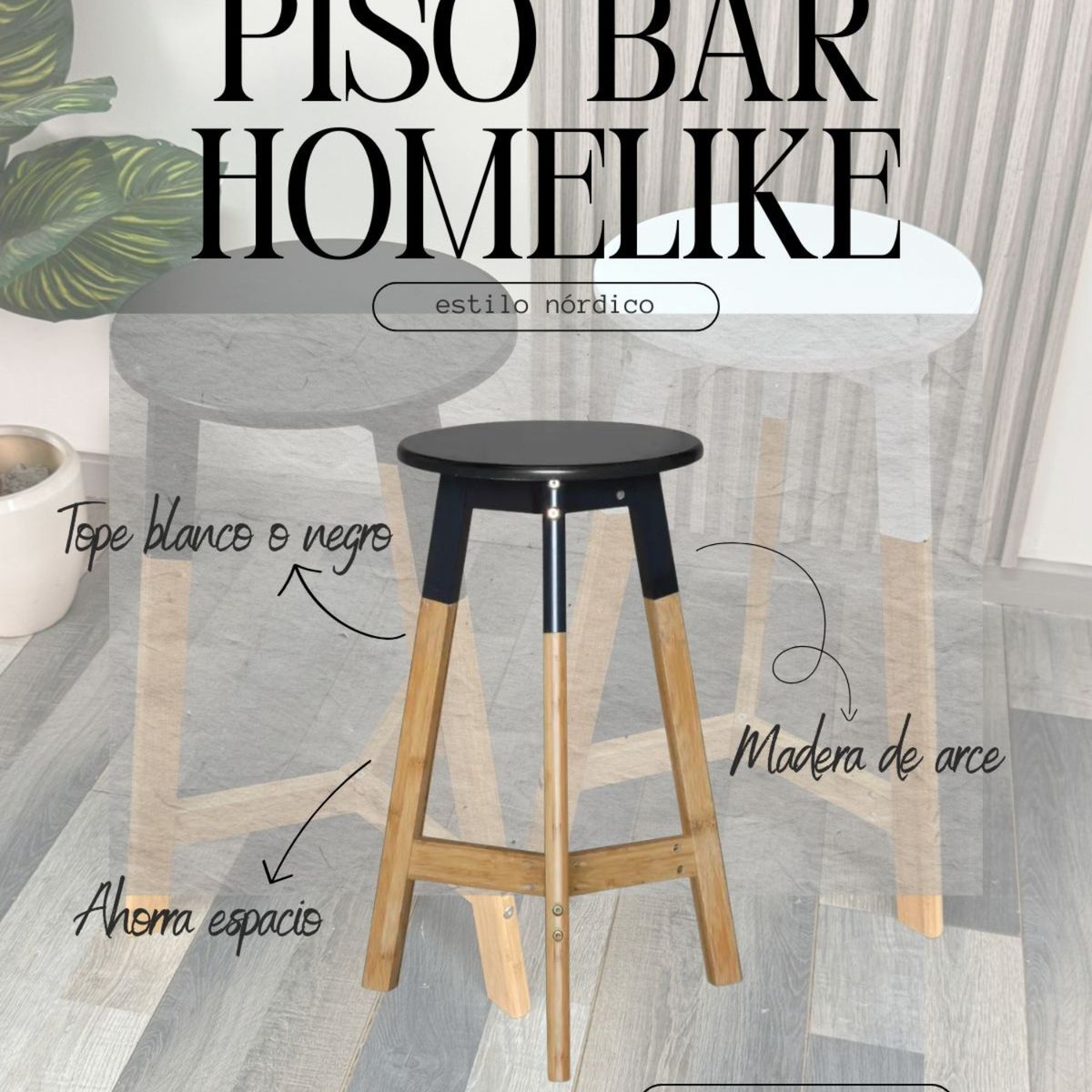 HABITA2 CHILE - Pack 2 Pisos De Bar Homelike 65 cm