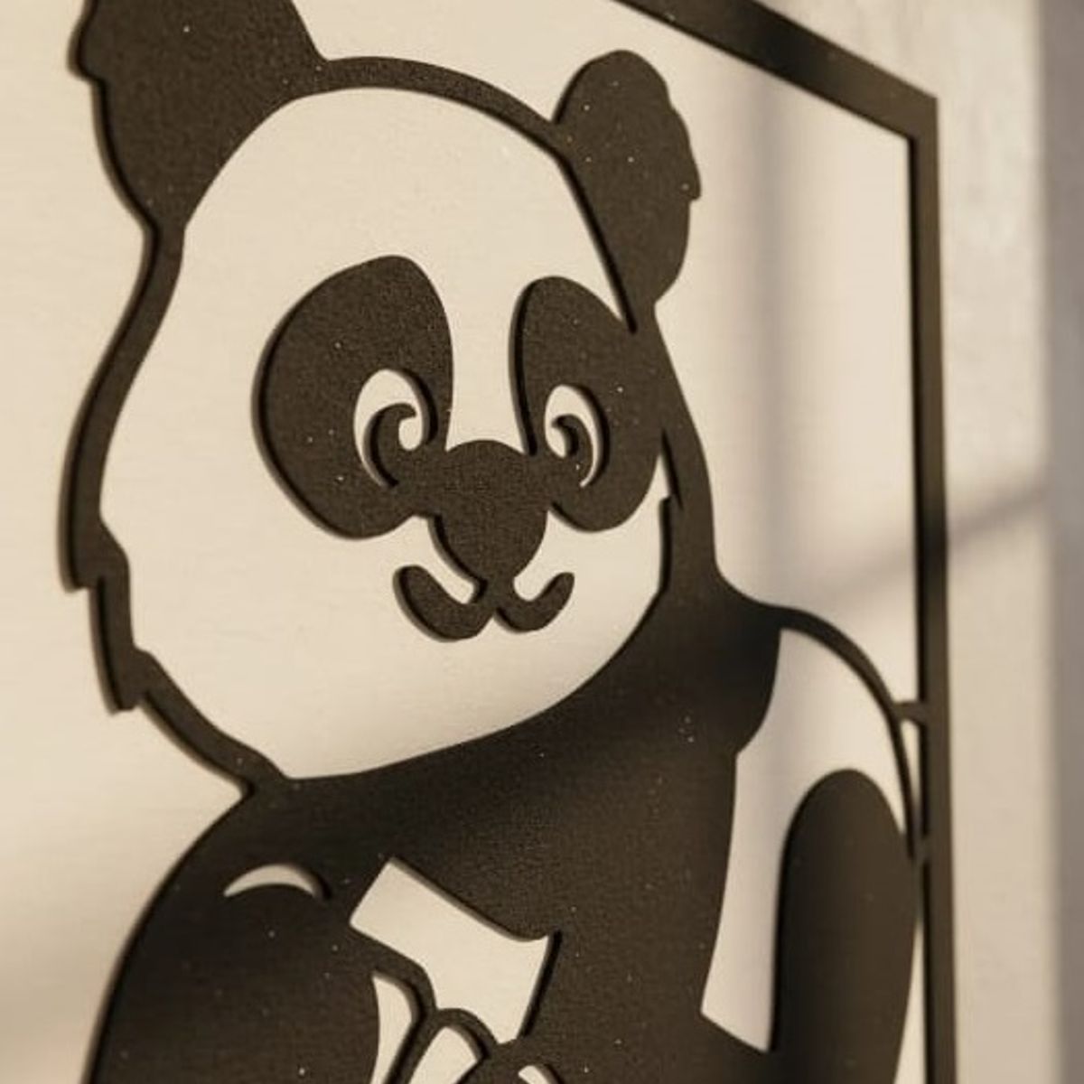 LOS REGALONES - Cuadro Decorativo Artesanal Ositos Panda en Madera Mdf