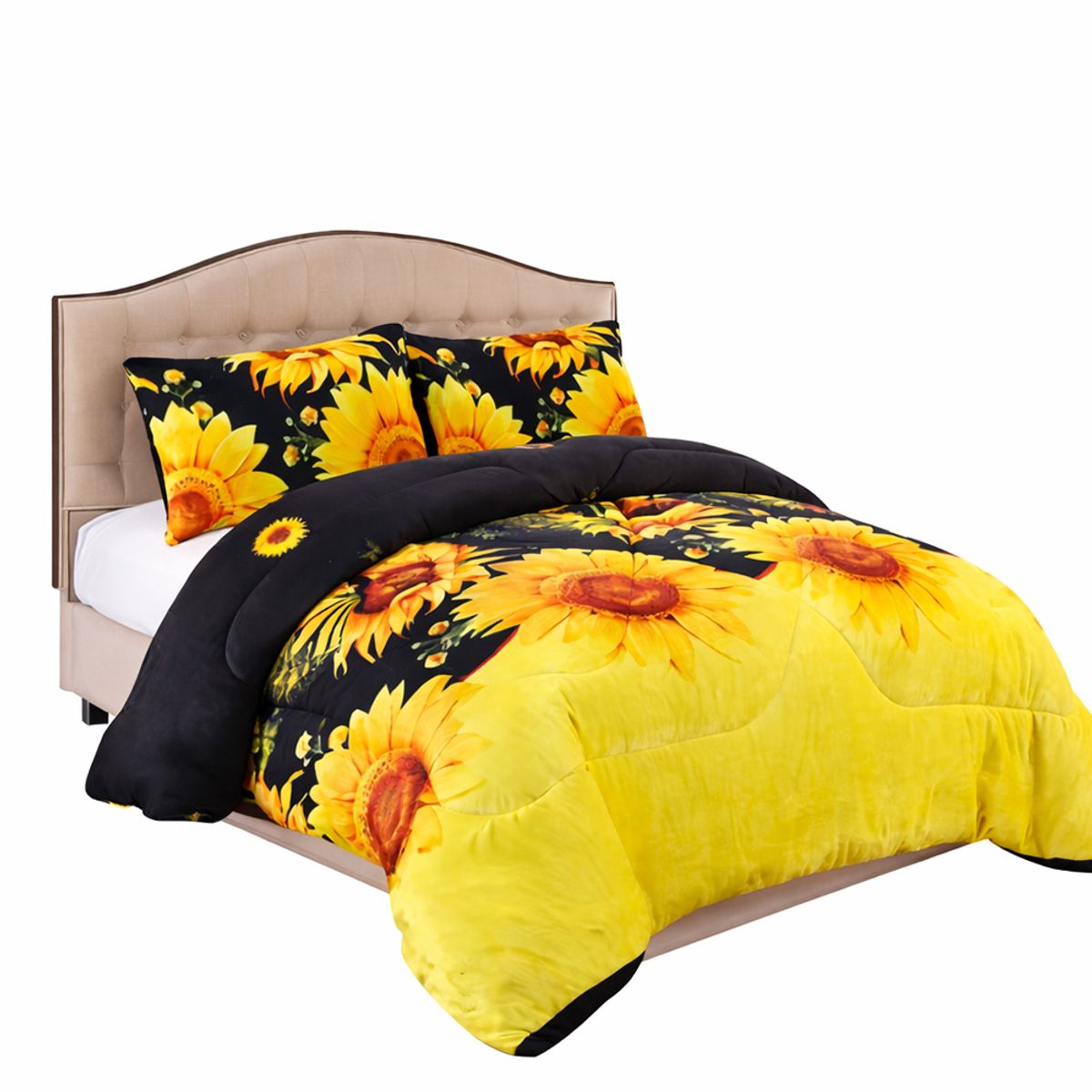 GENERICO - Cobertor de Invierno con Chiporro Plush Amarillo con Girasoles