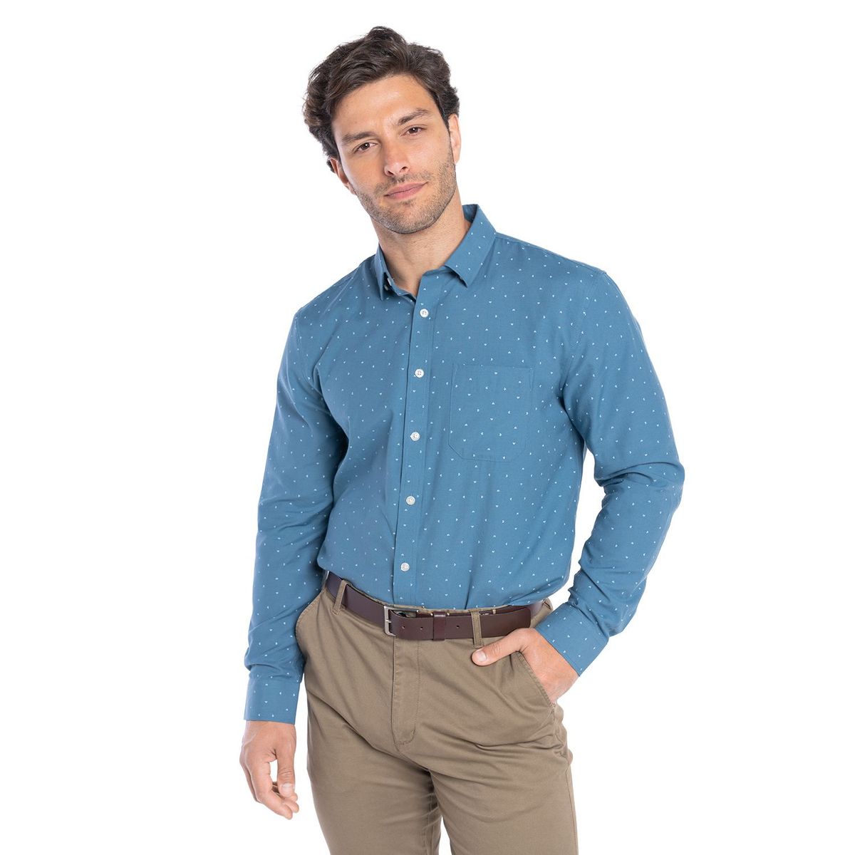 KOTTING - Camisa Manga Larga Estampada Hombre