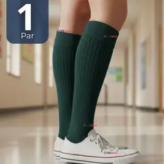UTILISIMO - Calcetín Escolar Largo Acrílico Verde Niñas Juvenil