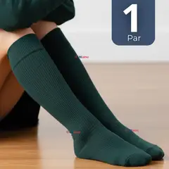 UTILISIMO - Calcetín Escolar Largo Acrílico Verde Niñas Juvenil