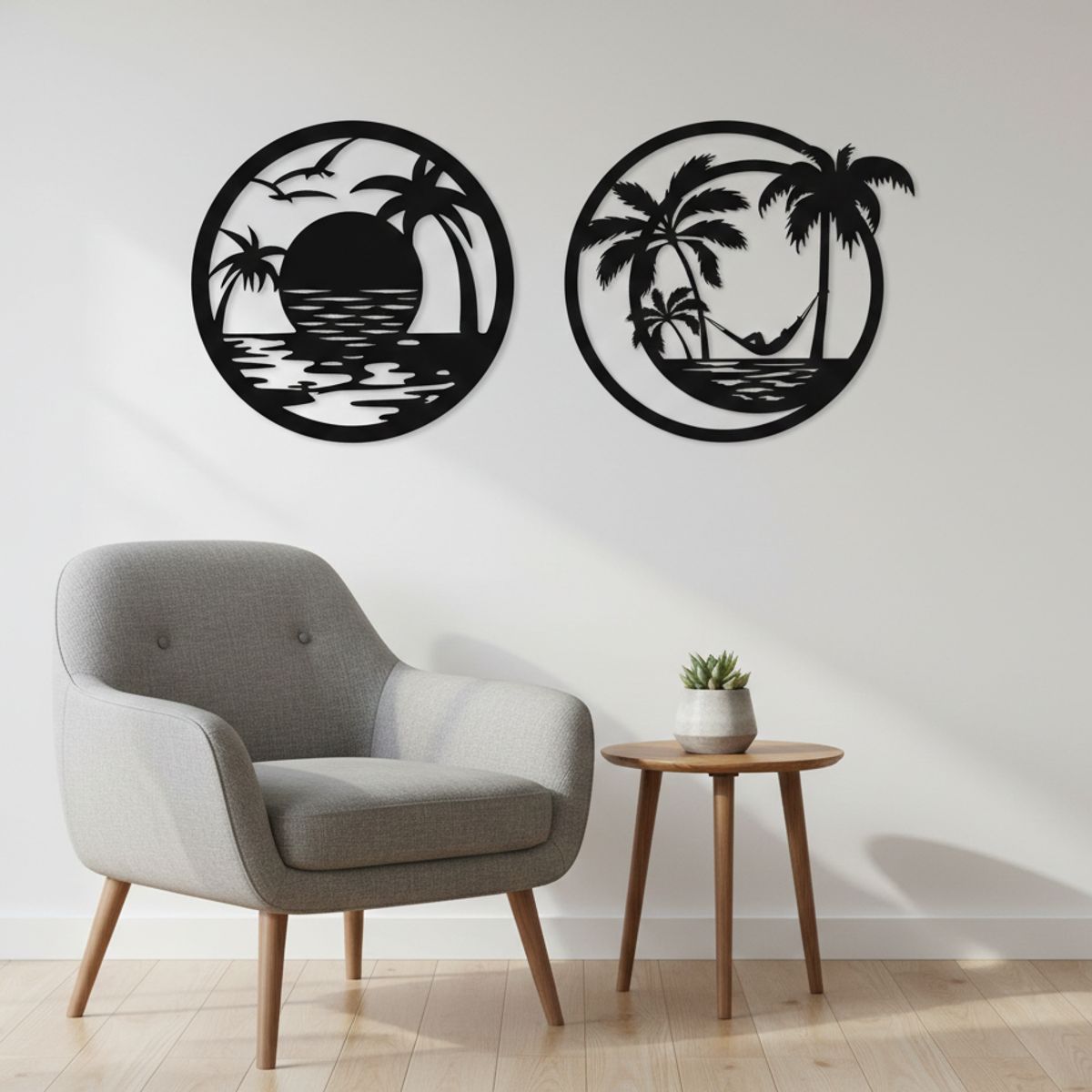 LOS REGALONES - Cuadro Decorativo Artesana Dúo paisaje  40 x40cm en Madera Mdf