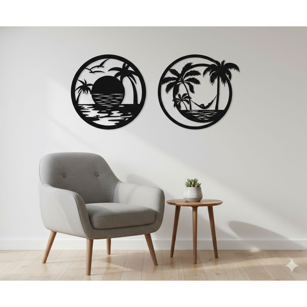 LOS REGALONES - Cuadro Decorativo Artesana Dúo paisaje  40 x40cm en Madera Mdf