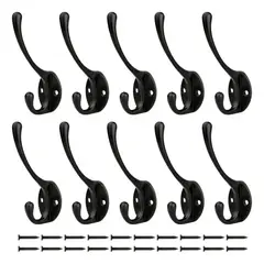 GENERICO - Ganchos Percheros De Pared Para Abrigo Bufanda Llave 10 Pcs Negro BELUG