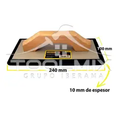 KAMASA - Fraguador Llana De Goma 24 X 10 Cm Mango Madera Espesor 2 Cm