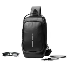 GENERICO - Bolso De Pecho Antirrobo Con Contraseña Para Hombre Bandolera De Carga USB